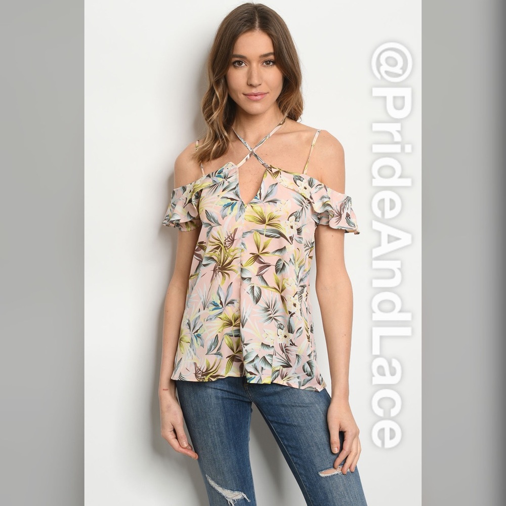 💐PINK FLORAL PRINT STRAPY TOP 💐